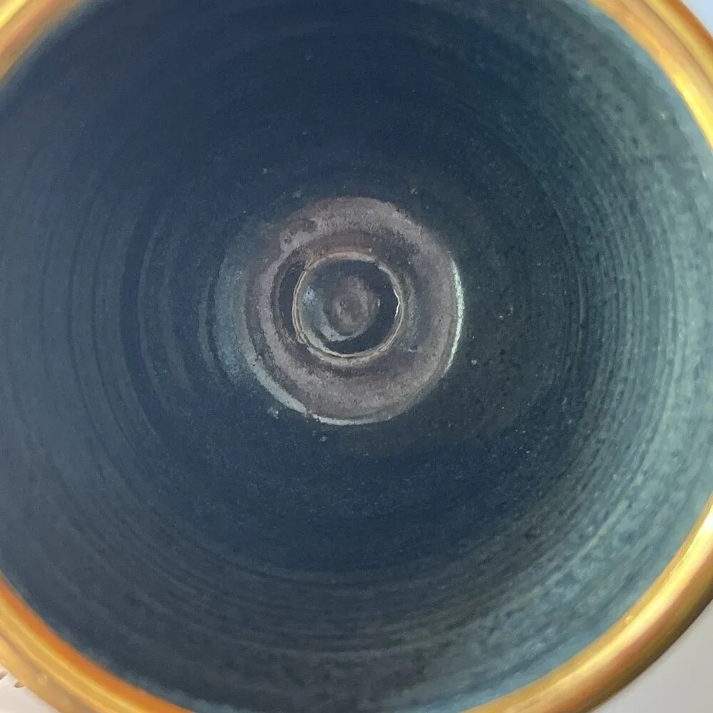Art Pottery Chalice Goblet Celestial Nude Woman Sitting Crescent Moon Goddess